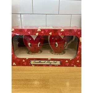 Johanna Parker Sweetheart Mug Set Red Heart-Shaped Mugs Valentine's Decor NEW